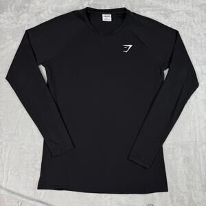 Gymshark Long Sleeve Training Shirt Black Mens Size M Athletic Gym Sports Slim